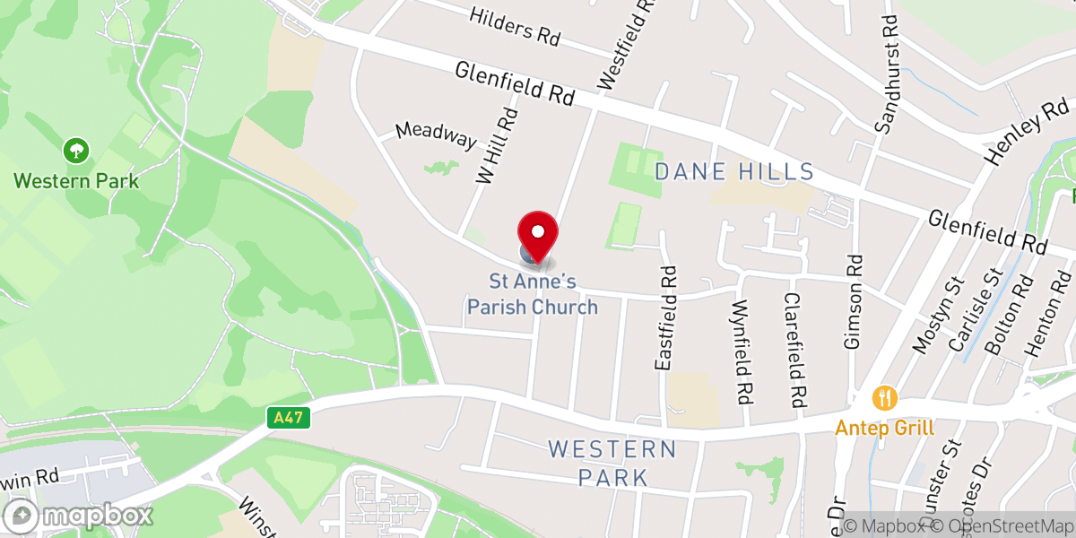Map showing location of Saint Anne's Parish Church
