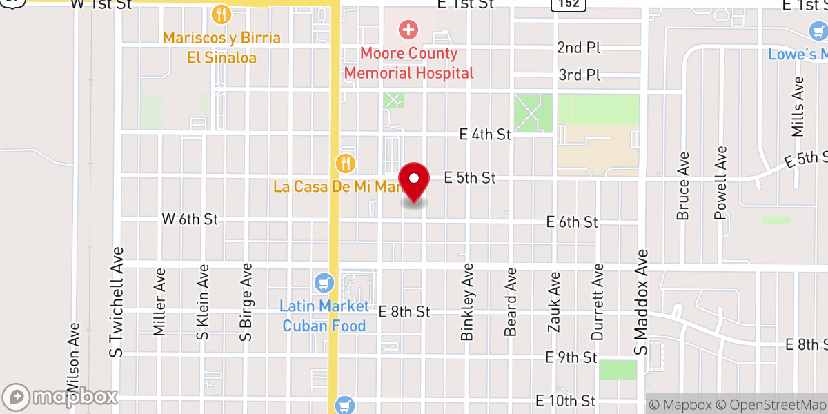 Map showing location of 6th & Meredith Church of Christ