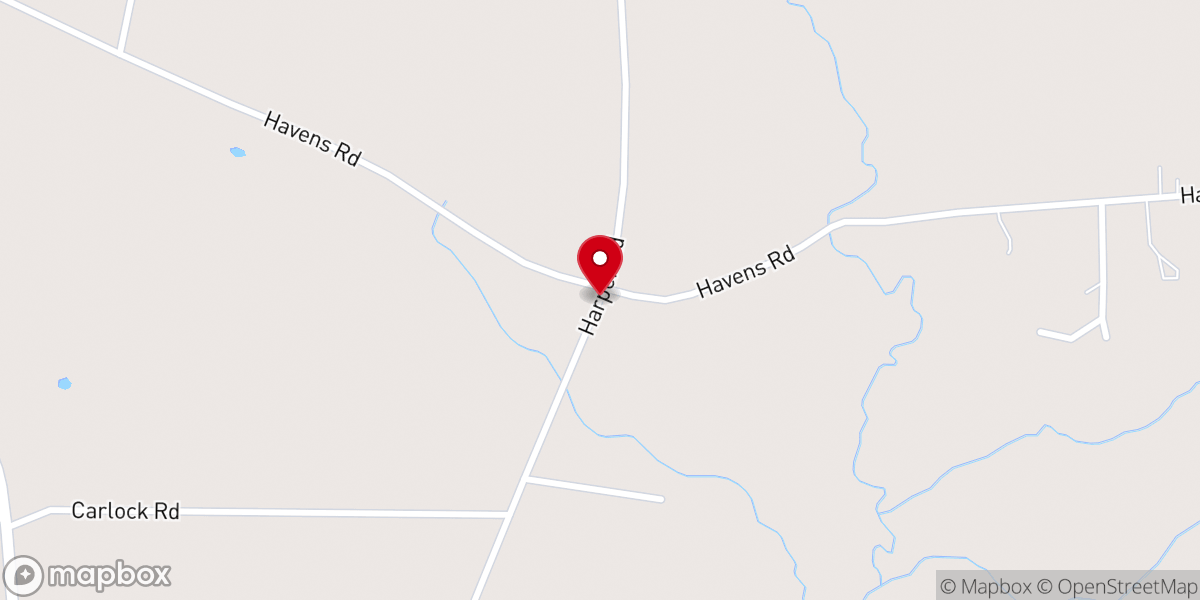 Map showing location of Oak Grove Church