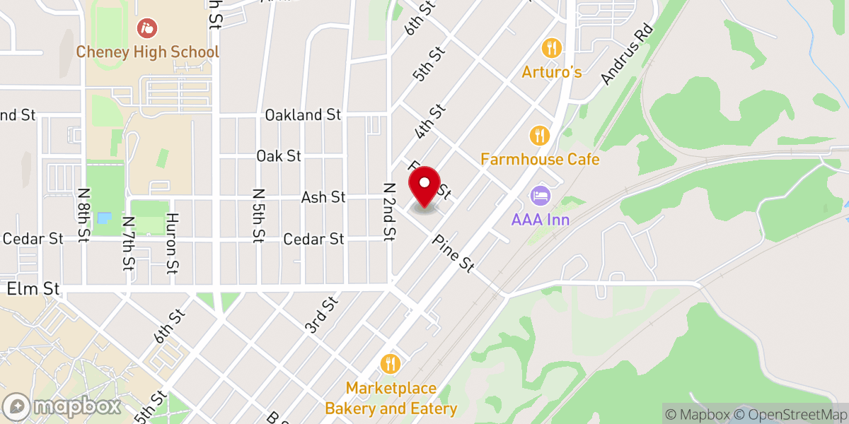 Map showing location of Cheney Community Church