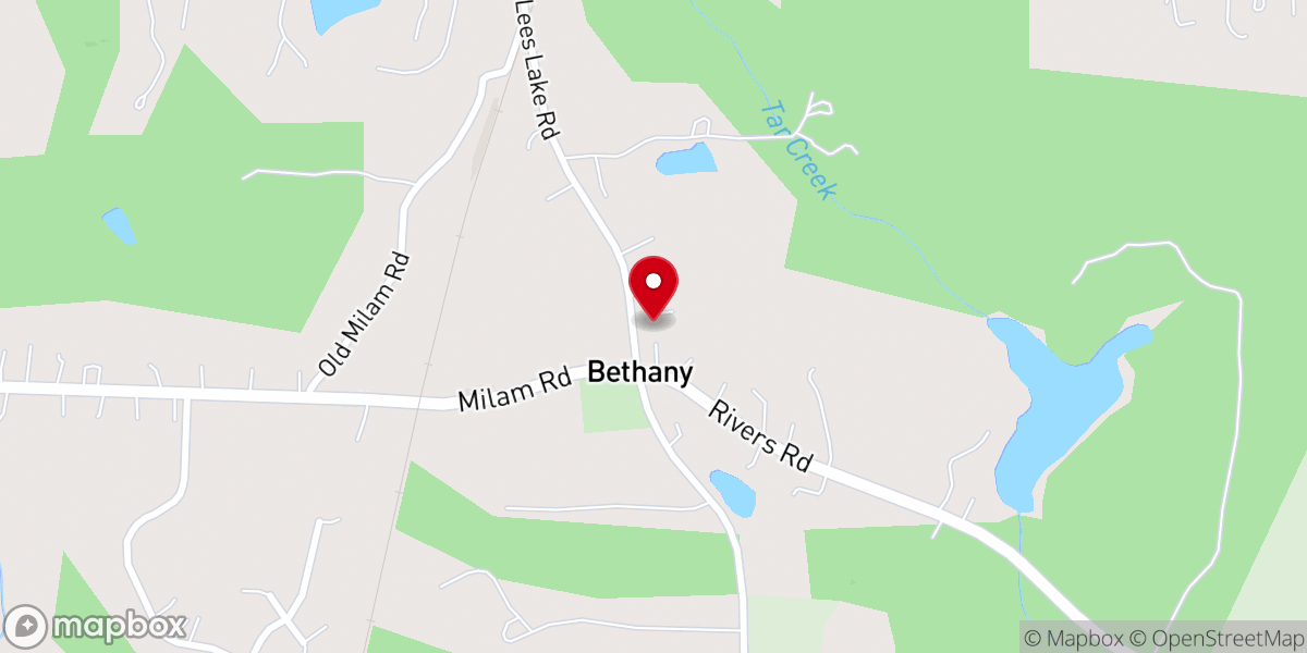 Map showing location of Bethany Methodist Church