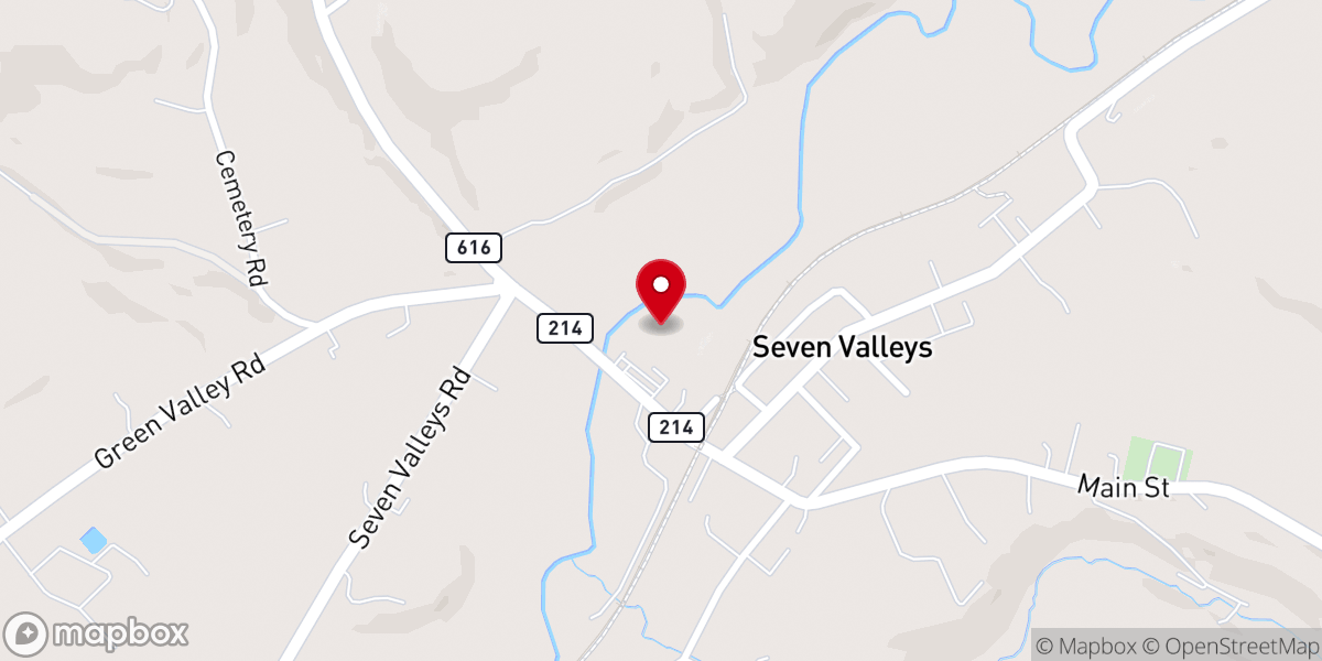 Map showing location of Seven Valleys Old Baseball Field