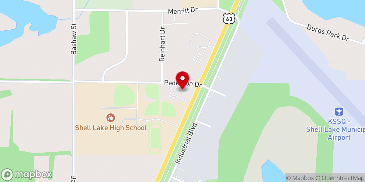 Map showing location of Shell Lake Full Gospel Church