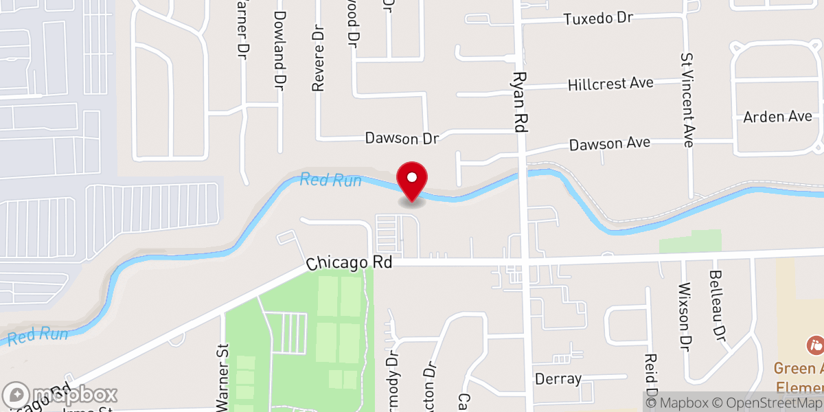 Map showing location of Great Lakes Christian Church