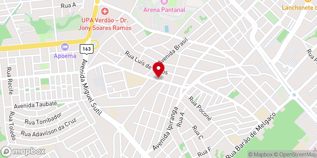 Map showing location of Universal Cidade Alta