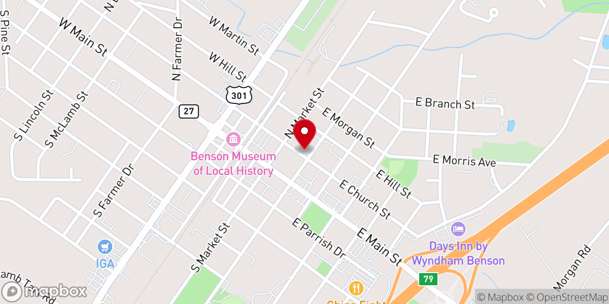 Map showing location of Benson Global Methodist Church