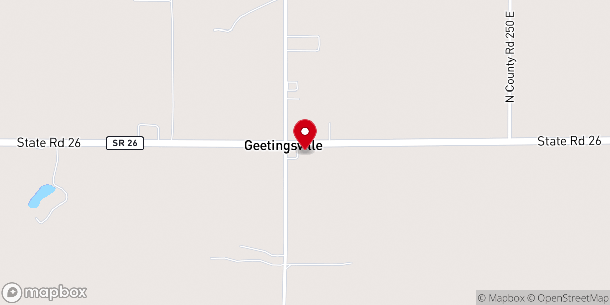 Map showing location of Geetingsville Presbyterian Church