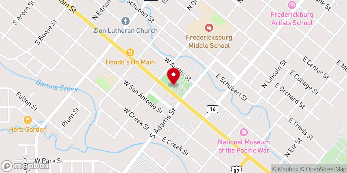 Map showing location of Marktplatz von Fredericksburg