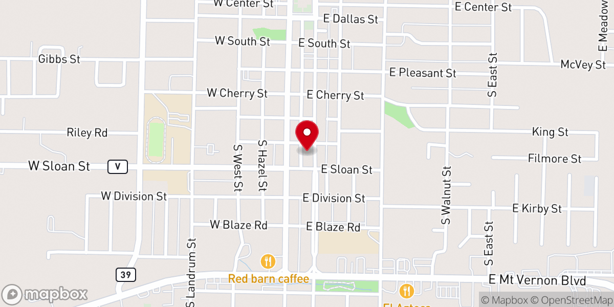 Map showing location of First Christian Church