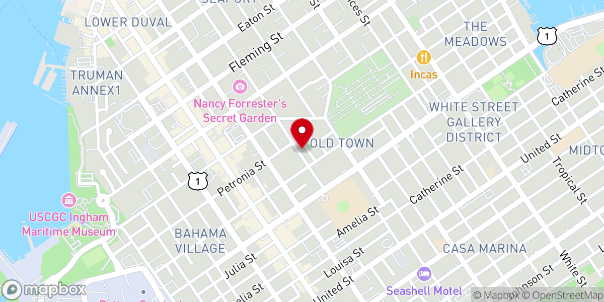 Map showing location of Key West Church of God of Prophecy