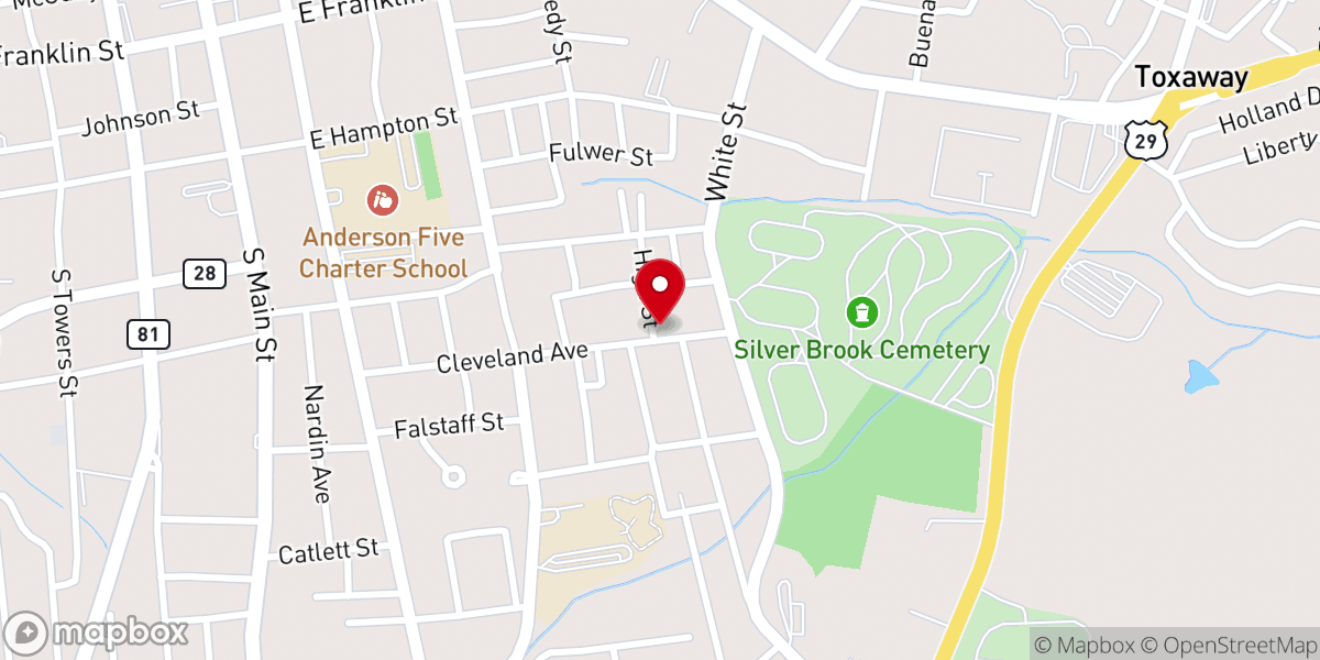 Map showing location of Mt Carmel Christian Methodist Episcopal Church