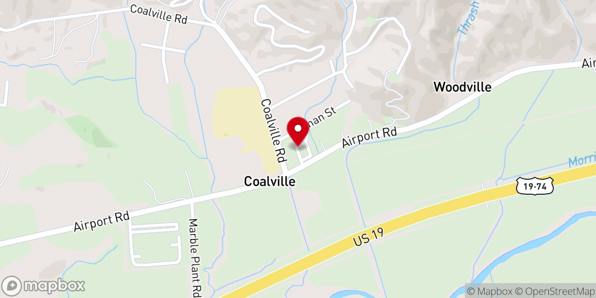 Map showing location of Oak Grove Baptist Church