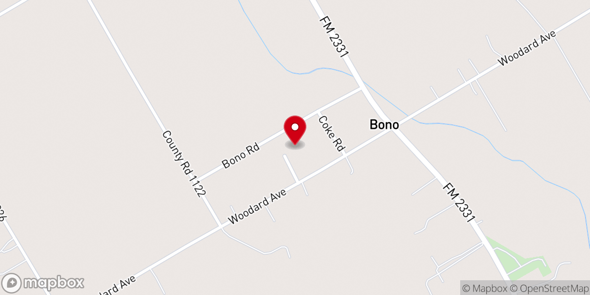 Map showing location of Bono Baptist Church