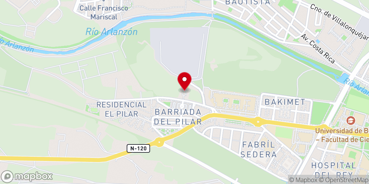 Map showing location of Iglesia de Nuestra Señora del Pilar