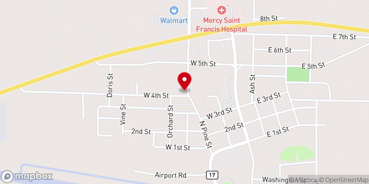 Map showing location of Church of the Nazerene Mtn.View Mo