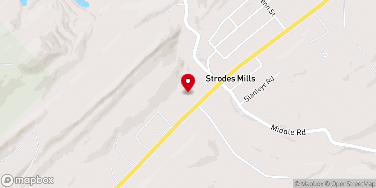 Map showing location of Strodes Mills Baptist Church