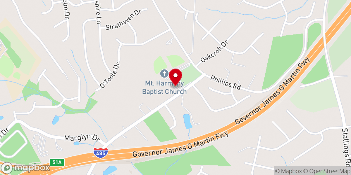 Map showing location of Mount Harmony Baptist Church