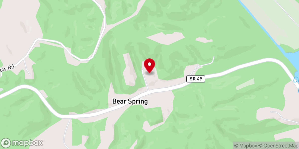 Map showing location of Bear Spring Baptist Church