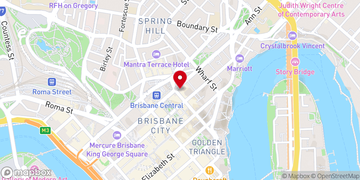 Map showing location of St Andrew's Uniting Church, Brisbane