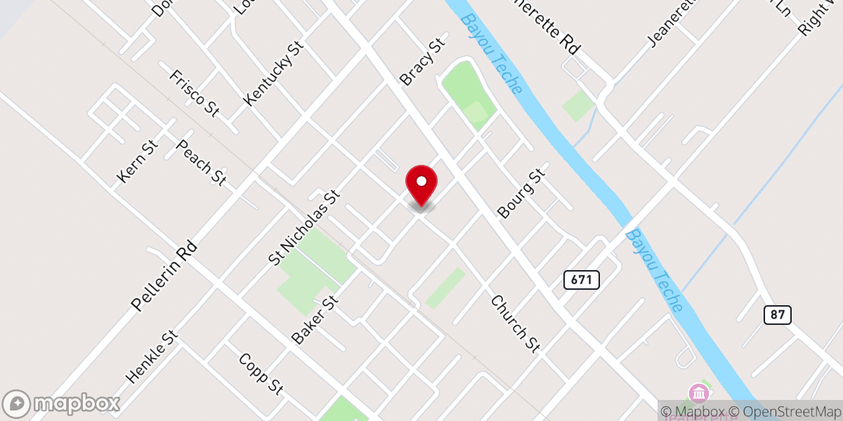 Map showing location of Jeanerette Fire Department