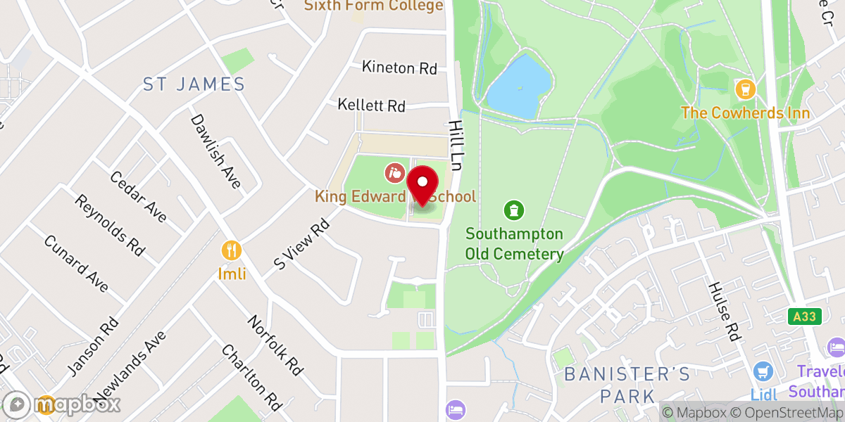 Map showing location of Life Church at King Edward's