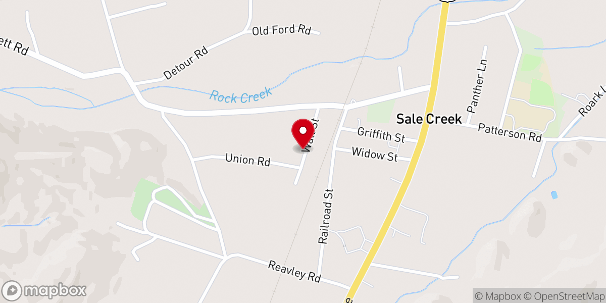 Map showing location of Sale Creek First Baptist Church