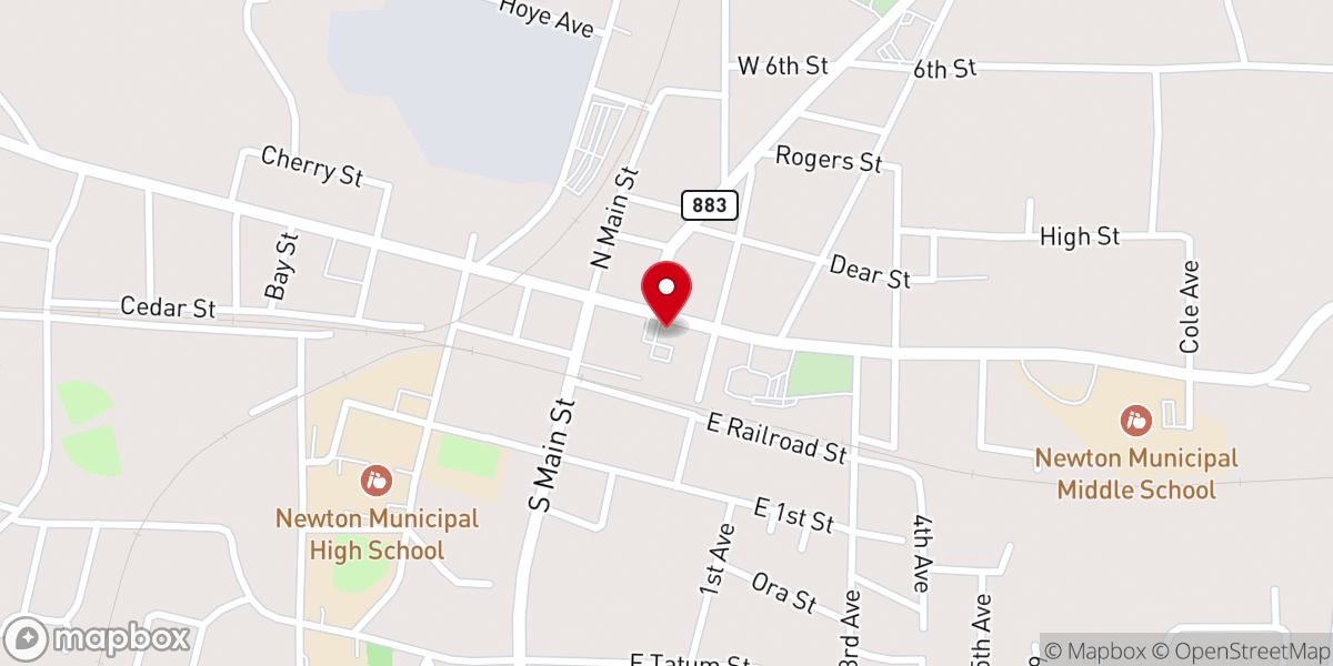 Map showing location of Newton Recreation Department