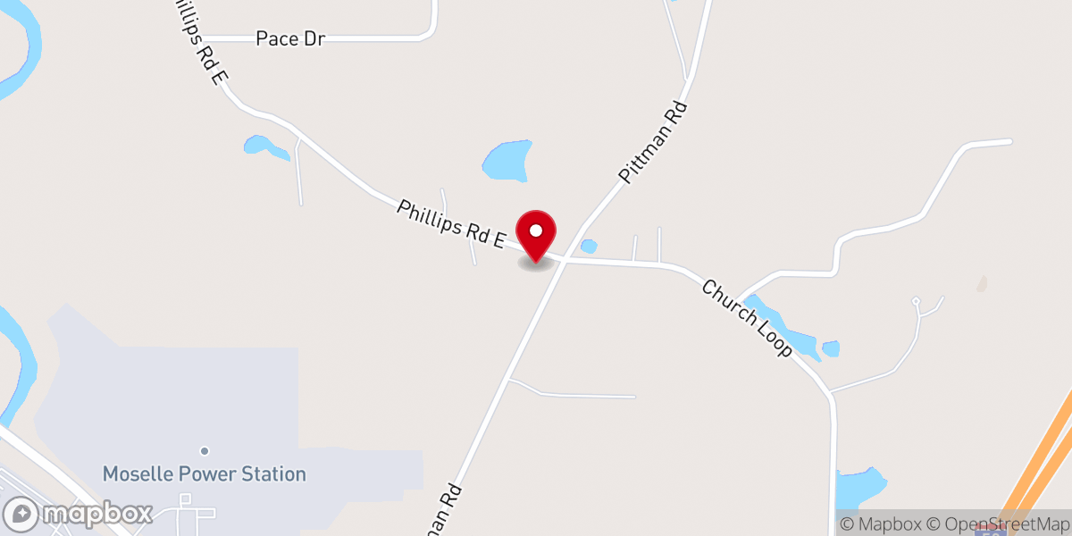 Map showing location of Crossroads Church