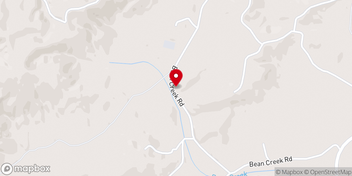 Map showing location of Bean Creek Baptist Church