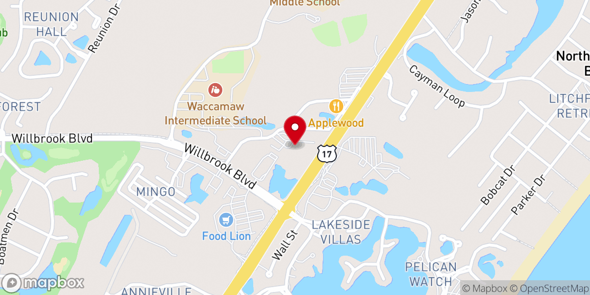 Map showing location of St. Paul's Waccamaw Methodist Church