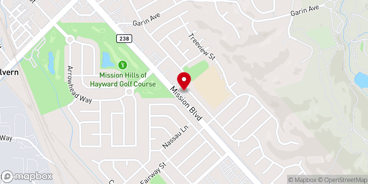 Map showing location of Church in Hayward