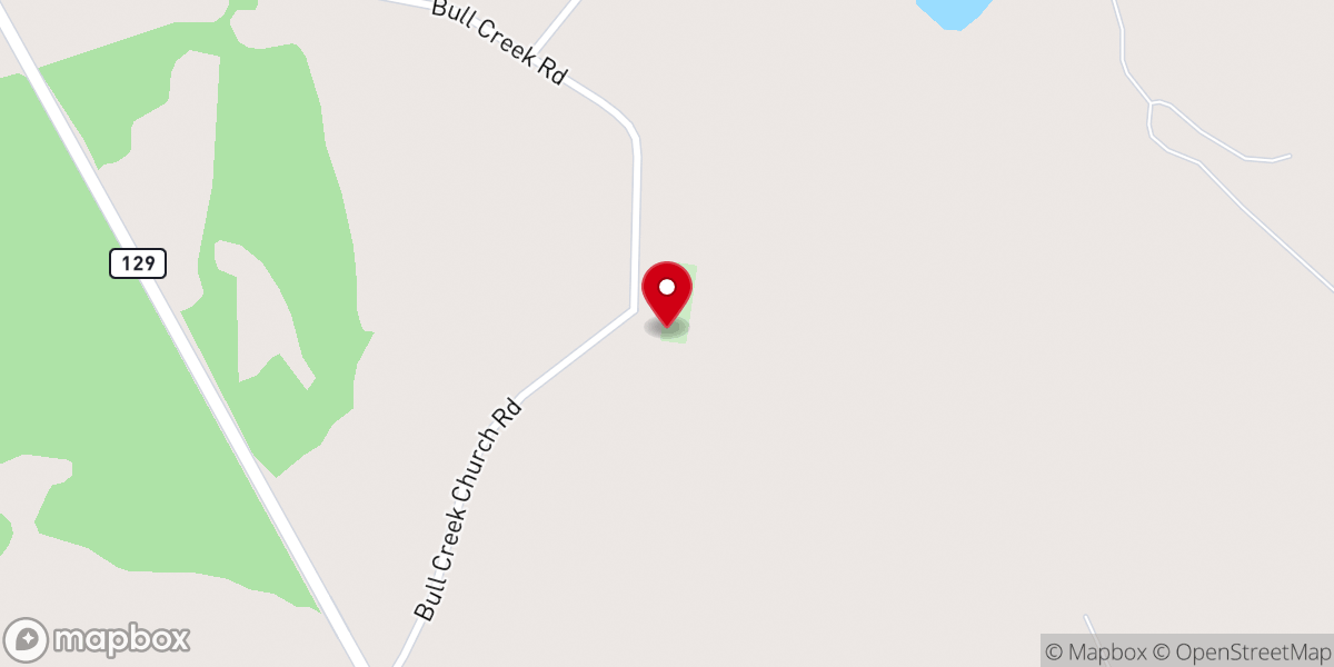 Map showing location of Bullcreek Baptist Church