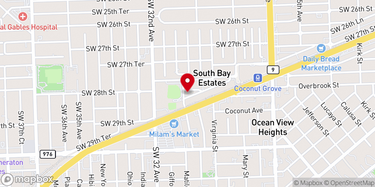 Map showing location of Mosaic Miami Church
