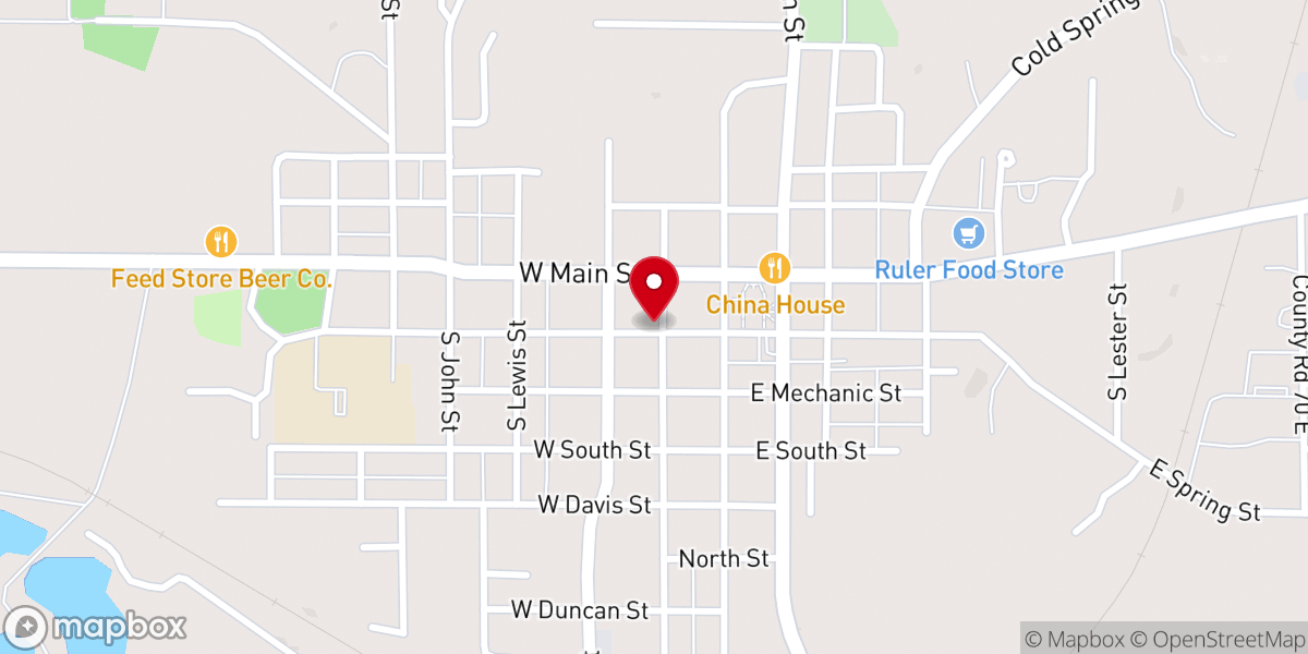 Map showing location of First Christian Church