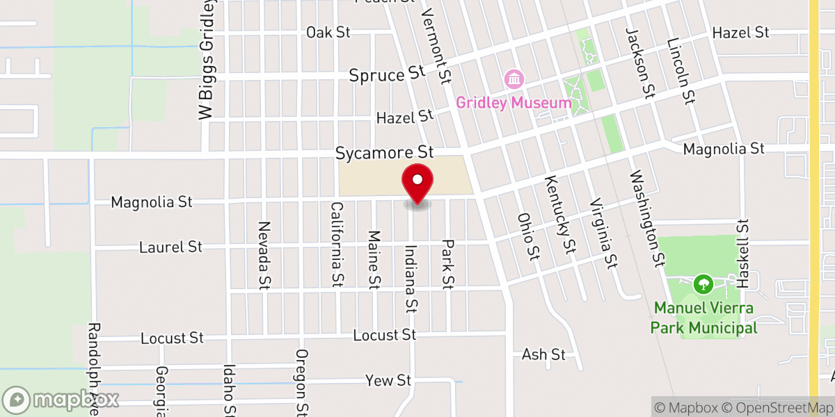Map showing location of Gridley Seventh-Day Adventist Church