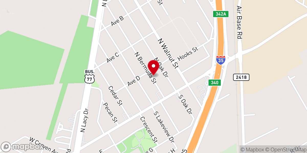 Map showing location of Lakeview Baptist Church