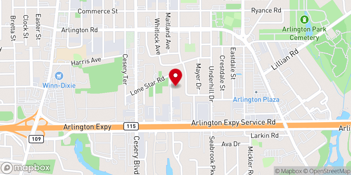 Map showing location of Midway Tabernacle Baptist Church