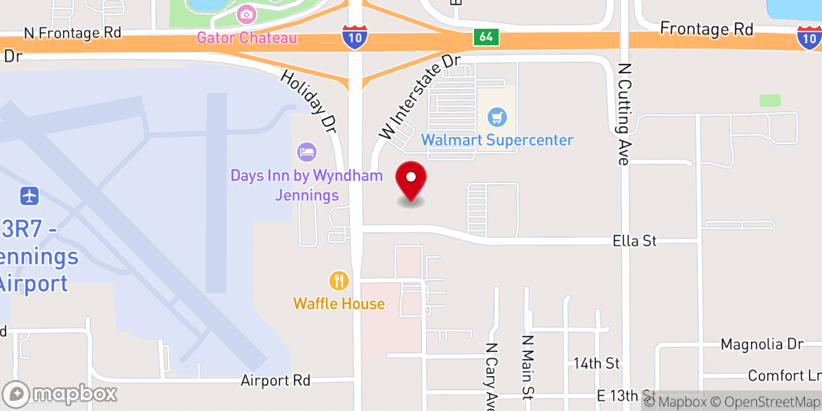 Map showing location of Hampton Inn & Suites Jennings