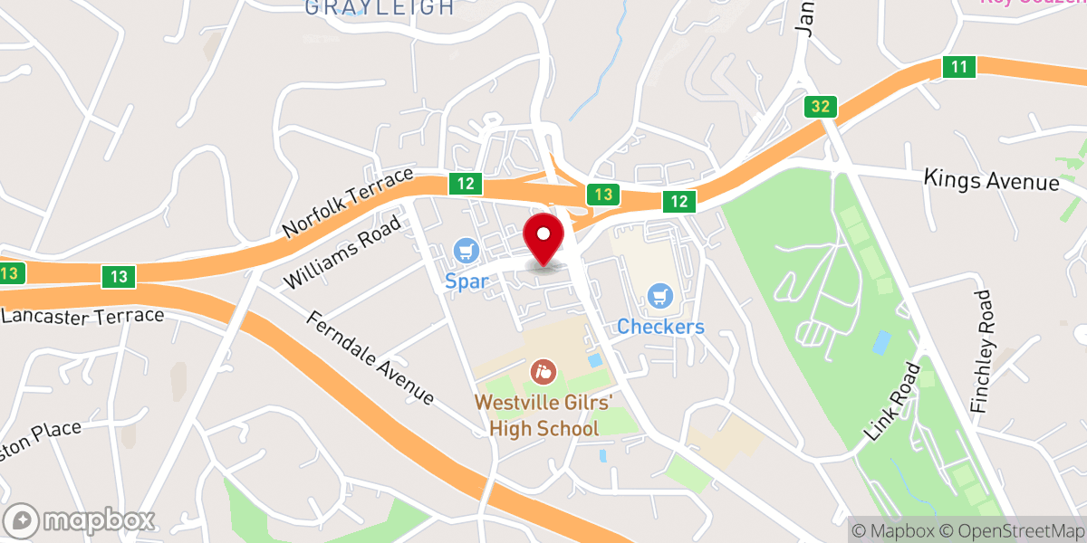 Map showing location of Our Lady Of Lourdes Catholic Church, Westville