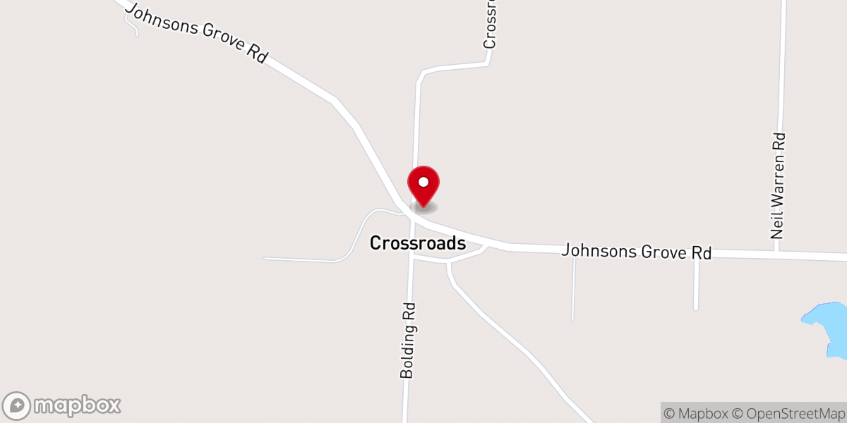 Map showing location of Church of Christ at Crossroads