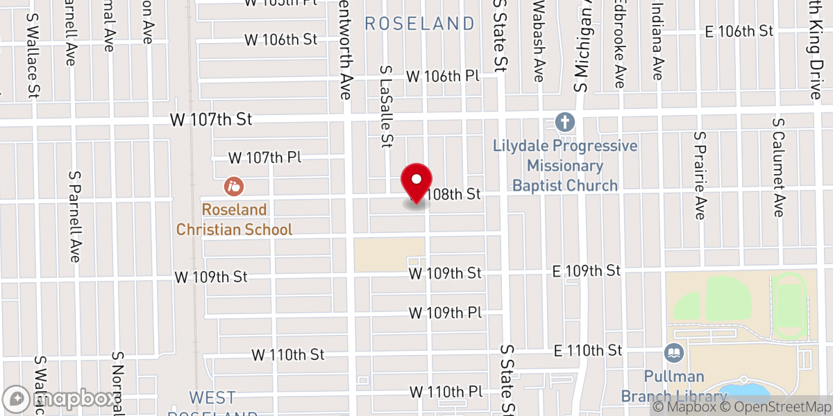 Map showing location of Chicago Beacon of Joy Seventh-day Adventist Church