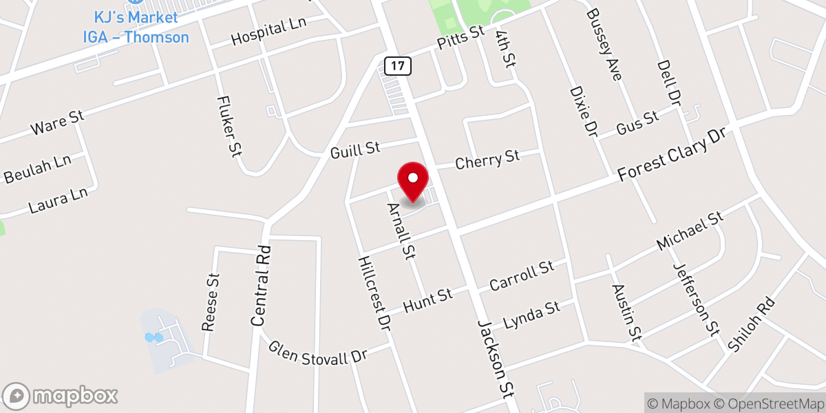 Map showing location of Thomson Presbyterian Church