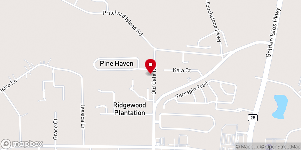 Map showing location of Pine Haven Baptist Church