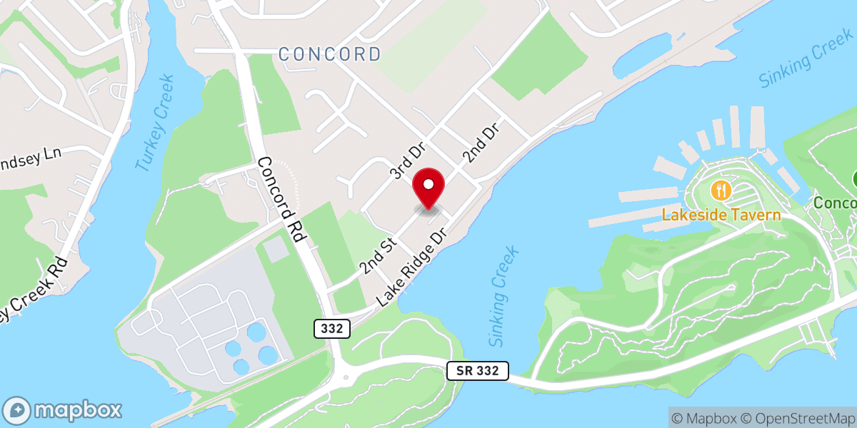 Map showing location of Concord Presbyterian Church