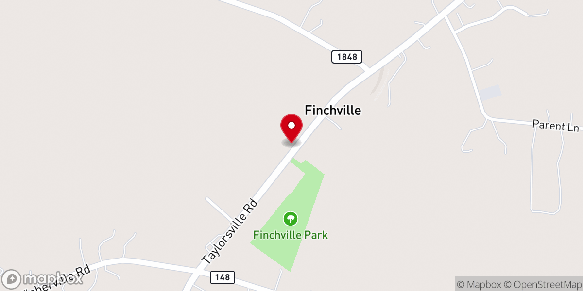 Map showing location of Finchville Baptist Church