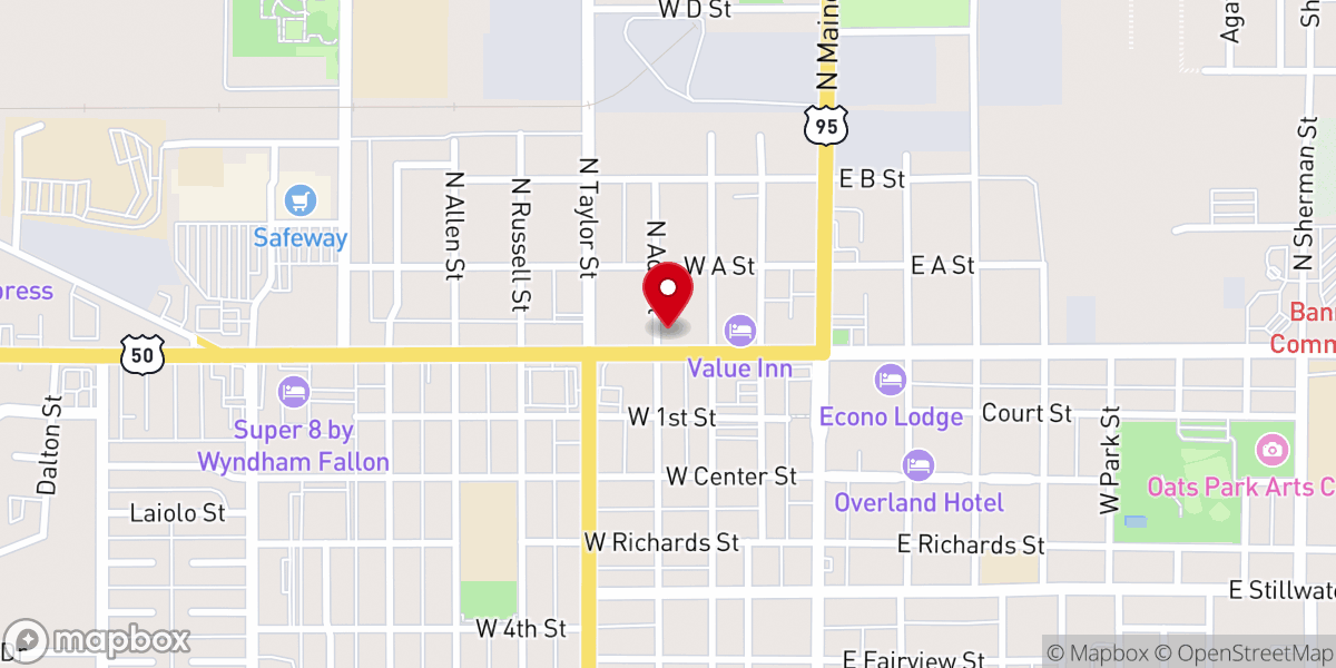 Map showing location of Fallon Chamber of Commerce