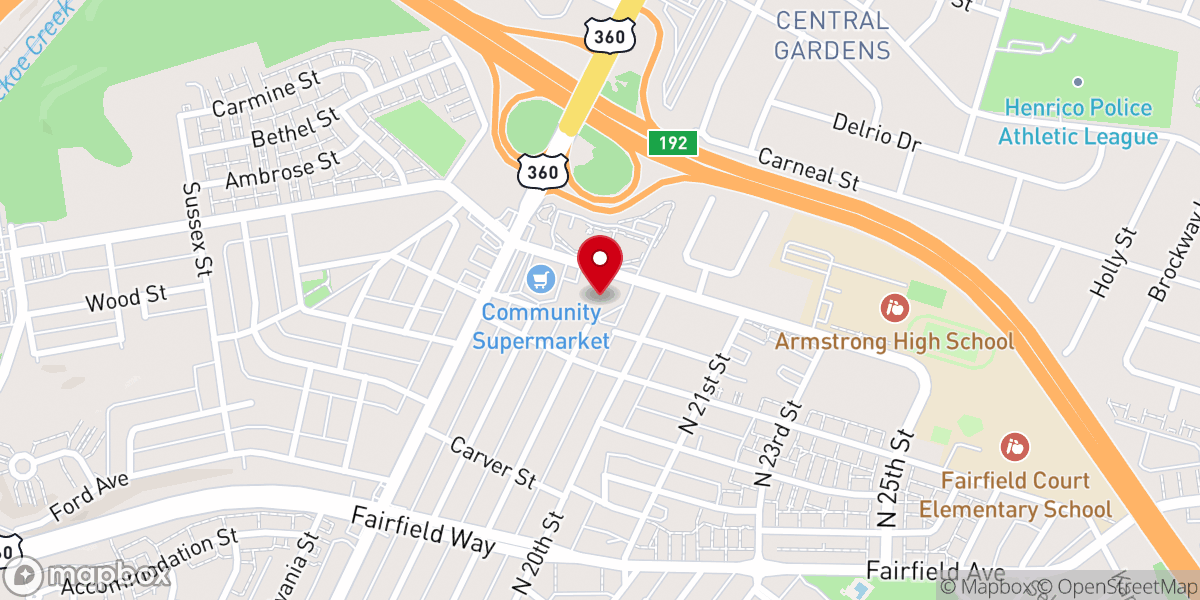 Map showing location of Faith Community Baptist Church