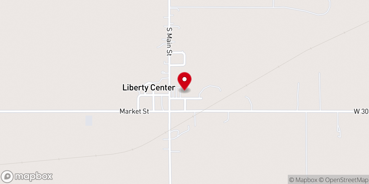 Map showing location of Liberty Center Community Church