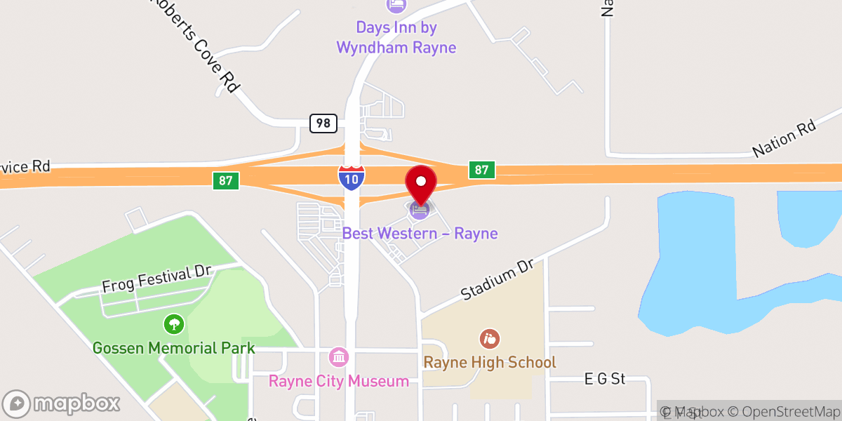 Map showing location of Best Western Rayne Inn