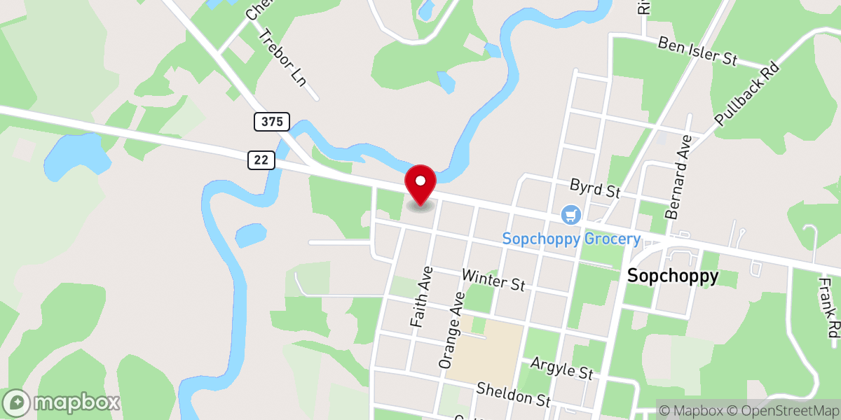 Map showing location of Sopchoppy United Methodist Church